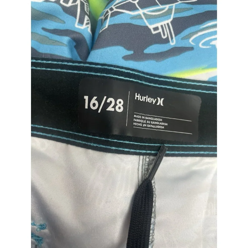 NEW Boys Hurley Board Shorts Size 16/28  Island Print 9” Inseam